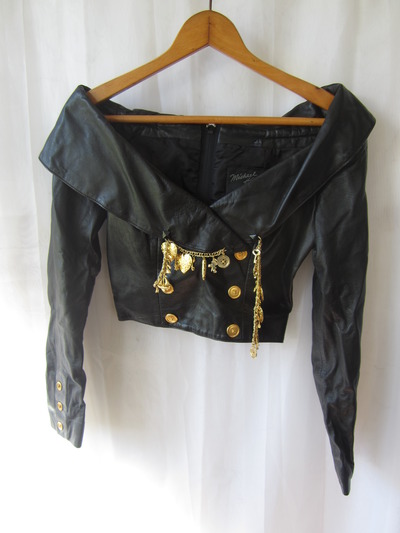 Michael hoban designer black leather jacket