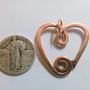Hand hammered copper swirly heart pendant-1
