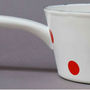 WHITE Color RED Dot Pattern 1.1 Liter 15 cm Multiple Use Enamel Steel SAUCEPAN - Thumbnail 1
