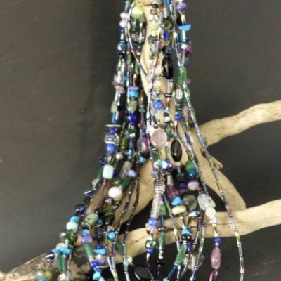 Multi-strand peacock necklace