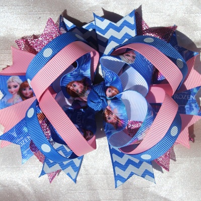Frozen bow - ana and elsa bow - frozen birthday - elsa bow - ana bow - frozen bow - over the top bow - frozen party - girls hair bows - Thumbnail 3