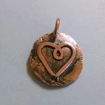 copper heart hand hammered penny pendant