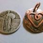 copper heart hand hammered penny pendant-1