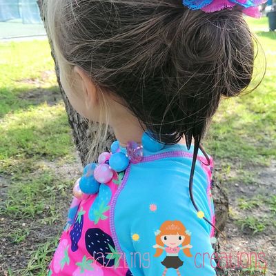 Cotton candy ice cream pendant chunky necklace & hair bow sets perfect photo props/bubblegum jewelry/girls jewelry