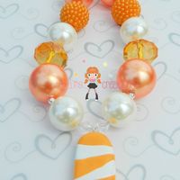 Dreamsicle Ice Cream Pendant Chunky Necklace & Hair Bow Set Perfect Photo Props/Bubblegum Beads/Girls Jewelry - Thumbnail 2