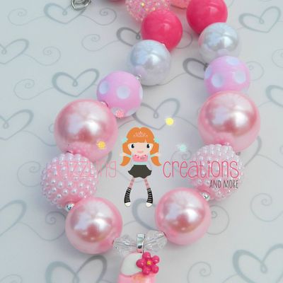 Pinkalicous ice cream cone pendant chunky necklace & hair bow set perfect photo props/bubblegum beads/girls jewelry