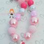 Pinkalicous Ice Cream Cone Pendant Chunky Necklace & Hair Bow Set Perfect Photo Props/Bubblegum Beads/Girls Jewelry-1