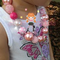 Pinkalicous Ice Cream Cone Pendant Chunky Necklace & Hair Bow Set Perfect Photo Props/Bubblegum Beads/Girls Jewelry - Thumbnail 2