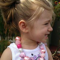 Pinkalicous Ice Cream Cone Pendant Chunky Necklace & Hair Bow Set Perfect Photo Props/Bubblegum Beads/Girls Jewelry - Thumbnail 3