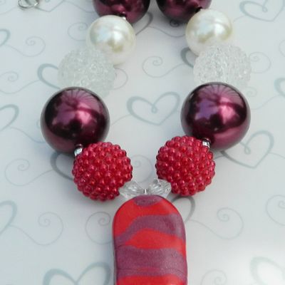 Wild cherries ice cream pendant chunky necklace/hair bow set/perfect photo props/bubblegum beads/girls jewelry