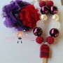 Wild Cherries Ice Cream Pendant Chunky Necklace/Hair Bow Set/Perfect Photo Props/Bubblegum Beads/Girls Jewelry-3