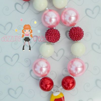 Strawberry banana ice cream pendant chunky necklace/hair bow set/perfect photo props/bubblegum beads/girls jewelry