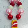 Strawberry Banana Ice Cream Pendant Chunky Necklace/Hair Bow Set/Perfect Photo Props/Bubblegum Beads/Girls Jewelry-1
