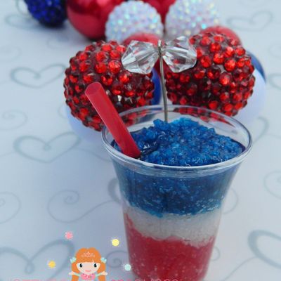 Patriotic 4th of july red white blue ice cream slushy pendant chunky necklace & hair bow set perfect photo props