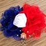 Patriotic 4th of July Red White Blue Ice Cream Slushy Pendant Chunky Necklace & Hair Bow Set Perfect Photo Props-2
