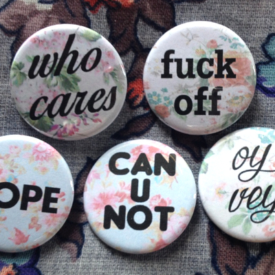 Sassy floral pinback button set