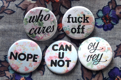 Sassy Floral Pinback Button Set