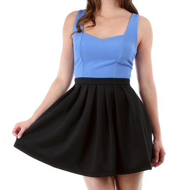 Blue/Black Pleated Dress
