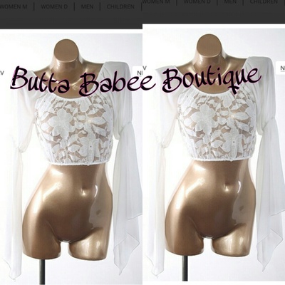 White feather sleeve crop