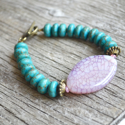 Purple agate bracelet, chunky stone bracelet, purple agate - Thumbnail 5