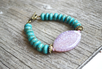 Purple Agate Bracelet, Chunky Stone Bracelet, Purple Agate