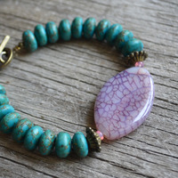 Purple Agate Bracelet, Chunky Stone Bracelet, Purple Agate - Thumbnail 2