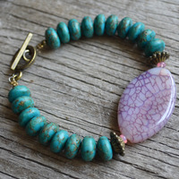 Purple Agate Bracelet, Chunky Stone Bracelet, Purple Agate - Thumbnail 3