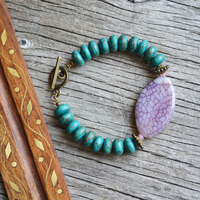 Purple Agate Bracelet, Chunky Stone Bracelet, Purple Agate - Thumbnail 4