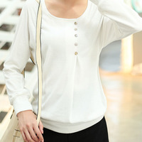 Women Fashion Round Neck Long Sleeve Shirt FLA1089-3095-26-Black - Thumbnail 4