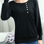 Women Fashion Round Neck Long Sleeve Shirt FLA1089-3095-26-Dark Gray-3