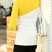 Women Fashion Round Neck Long Sleeve Shirt FLA1089-3101-29-Yellow - Thumbnail 2