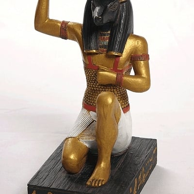 Kneeling anubis saluting the rising sun egyptian statue e-219gp