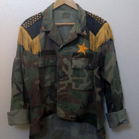 Mustard yellow Camo Hi-Low Military Jacket - Thumbnail 1