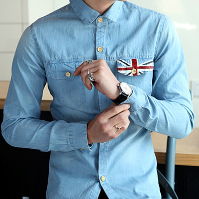 New fashion slim long sleeves causal shirts 907sj-017-58-blue