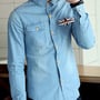New Fashion Slim Long Sleeves Causal Shirts 907SJ-017-58-Blue-2