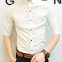 New Fashion Slim Half Sleeves Causal Shirts 907SJ-060-58-Black-3