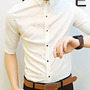 New Fashion Slim Half Sleeves Causal Shirts 907SJ-060-58-Black-4