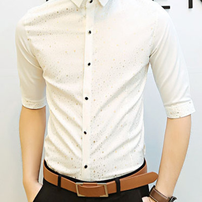 New fashion slim half sleeves causal shirts 907sj-060-58-white