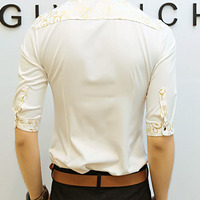New Fashion Slim Half Sleeves Causal Shirts 907SJ-061-58-White - Thumbnail 2