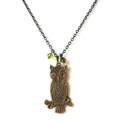 Owl charm necklace - owl of athena jewelry for women