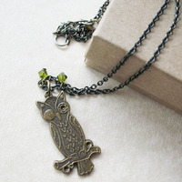 Owl Charm Necklace - Owl of Athena Jewelry For Women - Thumbnail 3