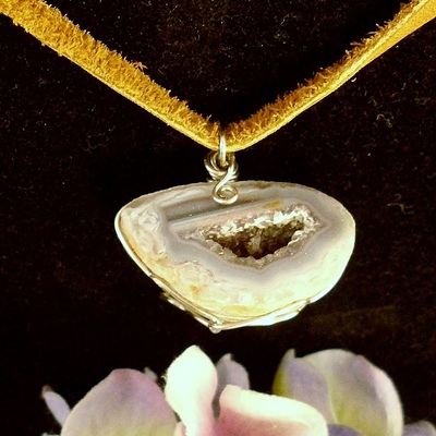 Aromatherapy geode necklace