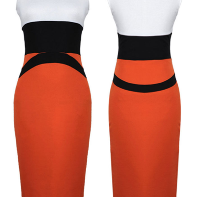  striped  pencil  midi