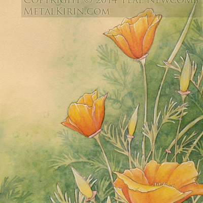 Original mini painting "california poppies"
