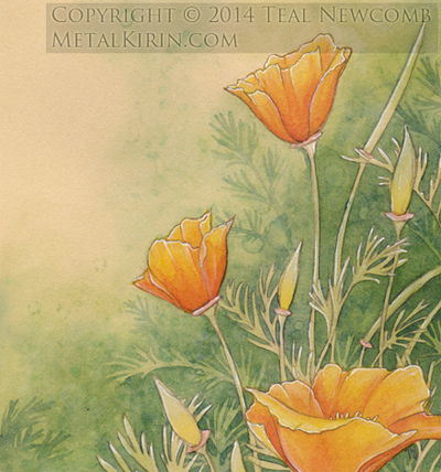 Original mini painting "California Poppies"