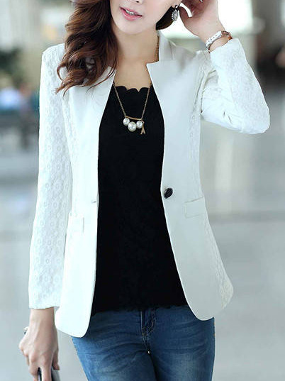 Fashion Cotton Korean Style Plain Womens Suit Jackets FLA1089-3088-68-White
