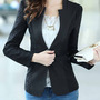 Fashion Cotton Korean Style Plain Womens Suit Jackets FLA1089-3088-68-Black-1