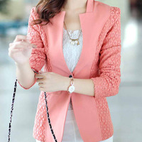 Fashion Cotton Korean Style Plain Womens Suit Jackets FLA1089-3088-68-Black - Thumbnail 3