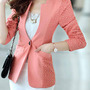 Fashion Cotton Korean Style Plain Womens Suit Jackets FLA1089-3088-68-Pink-1