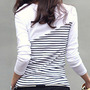Women Fashion Round Neck Long Sleeve Shirt FLA1089-3096-25-White-2